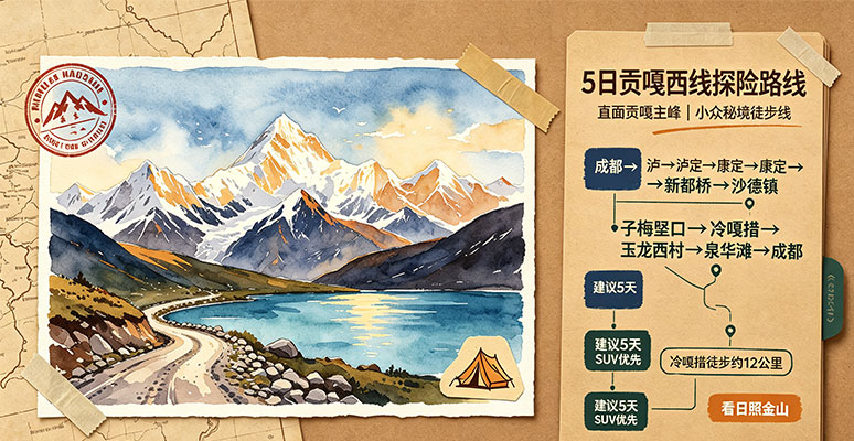 日贡嘎西线探险路线｜近距离邂逅贡嘎主峰，人少景美的硬核自驾徒
